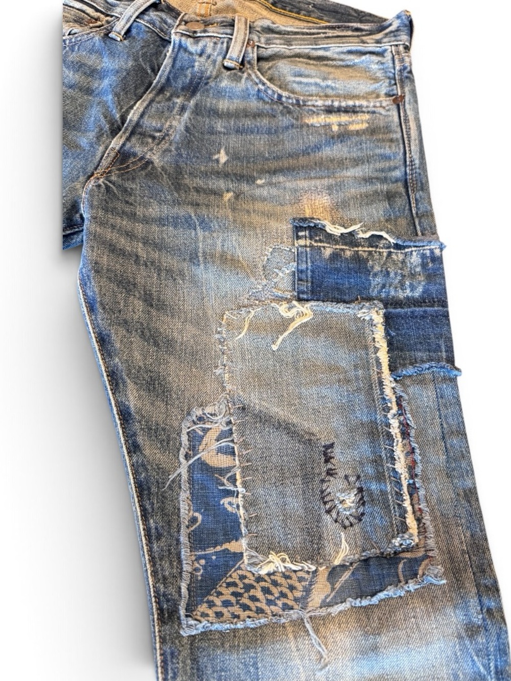 Polo Ralph Lauren Sullivan Slim Patchwork Distressed Jeans 30x30 NWT $248 - Picture 6 of 16